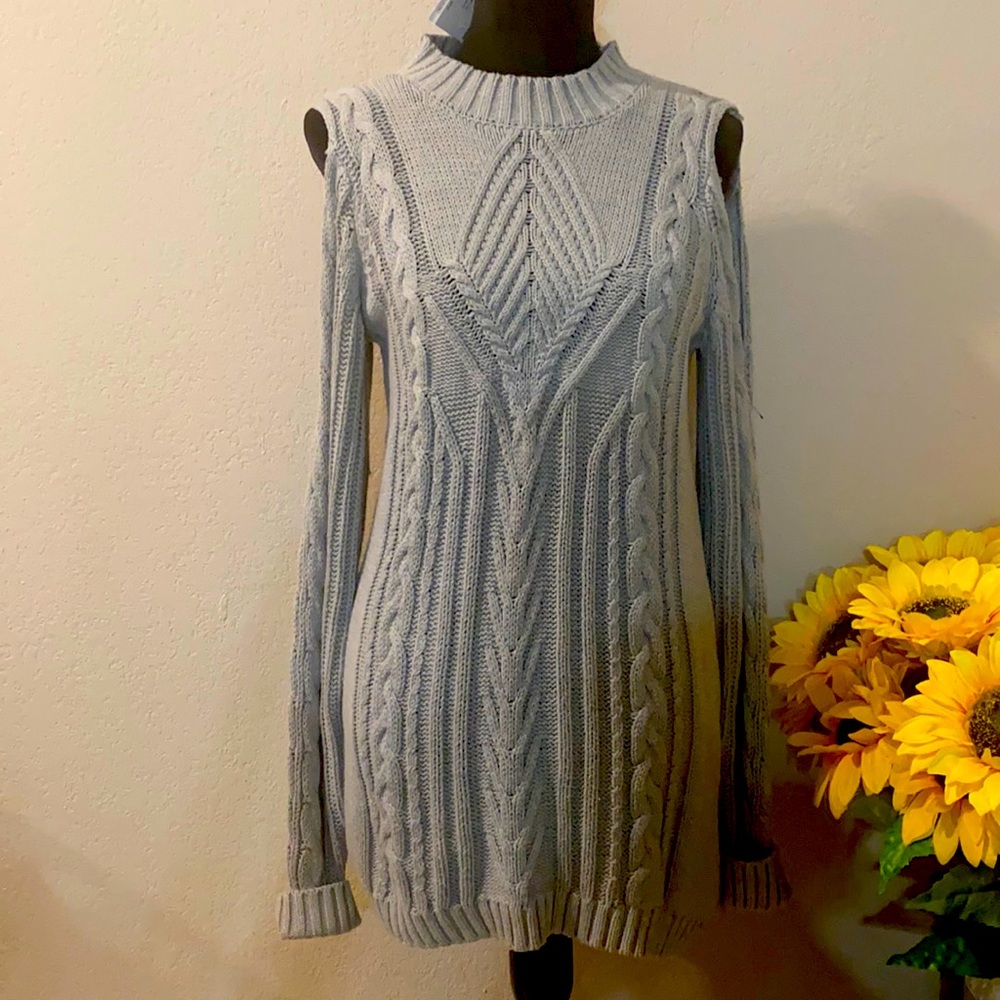 Jessica Simpson Light Blue Off-the-Shoulder Sweater
